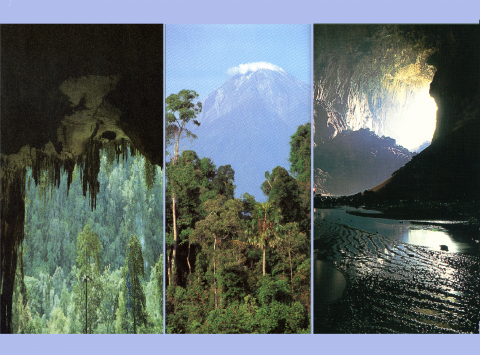 Scenic photos of caves with reflective water and mountains